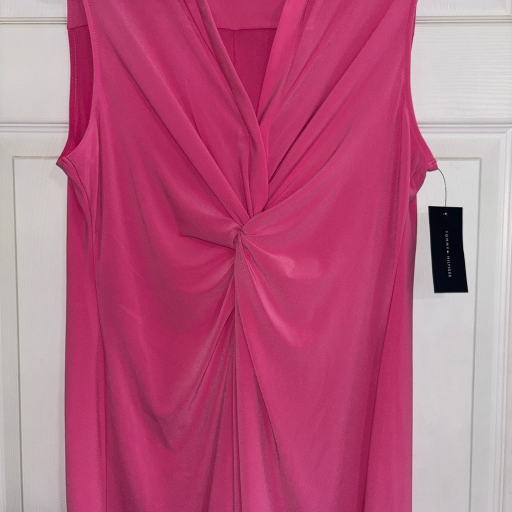 Tommy Hilfiger Pink Twist Front Midi Dress
